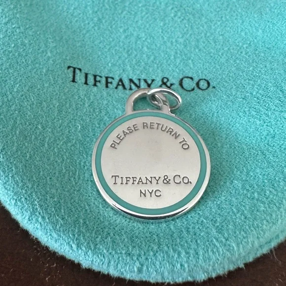 Return to Tiffany Round Tag Charm Blue Enamel